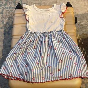Cat & Jack Blue Striped Dress with Red Stars